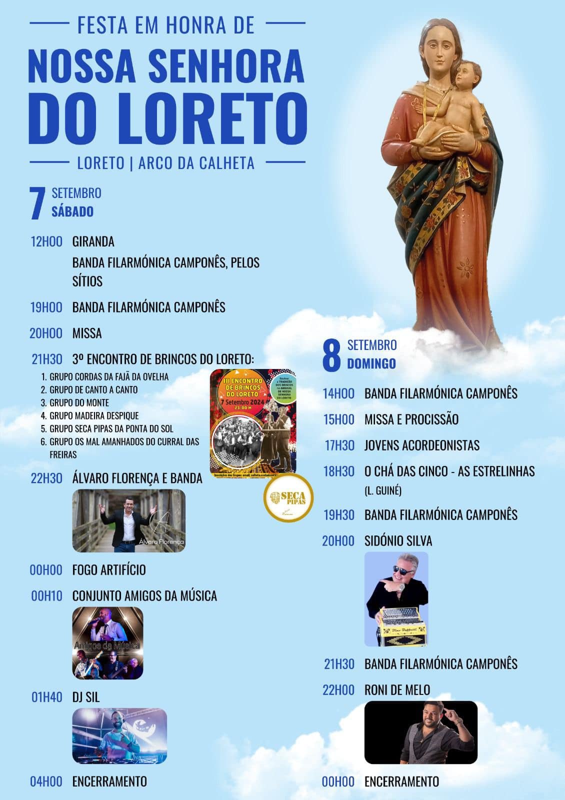Cartaz Festa em Honra de Nossa Senhora do Loreto 2024 - Arco da Calheta