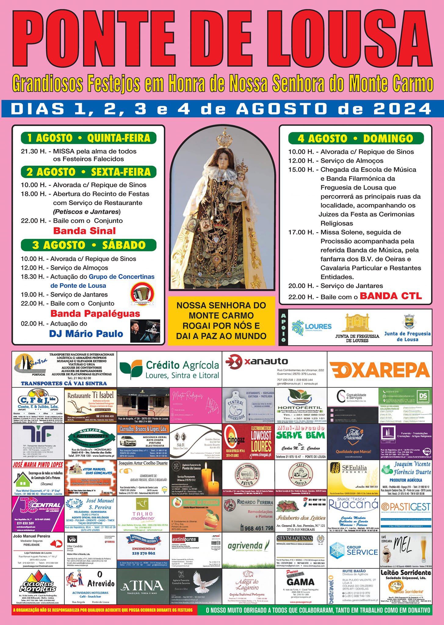 Cartaz Festa em Honra de Nossa Senhora do Monte Carmo 2024 - Ponte de Lousa