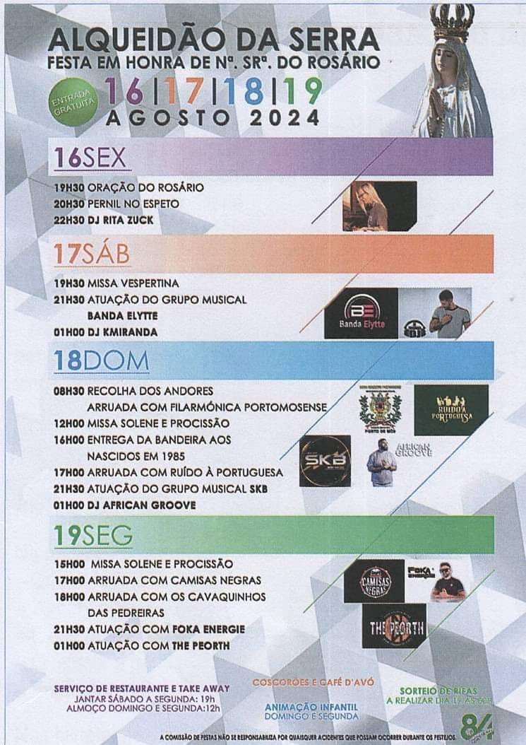Cartaz Festa em Honra de Nossa Senhora do Rosário 2024 - Alqueidão da Serra
