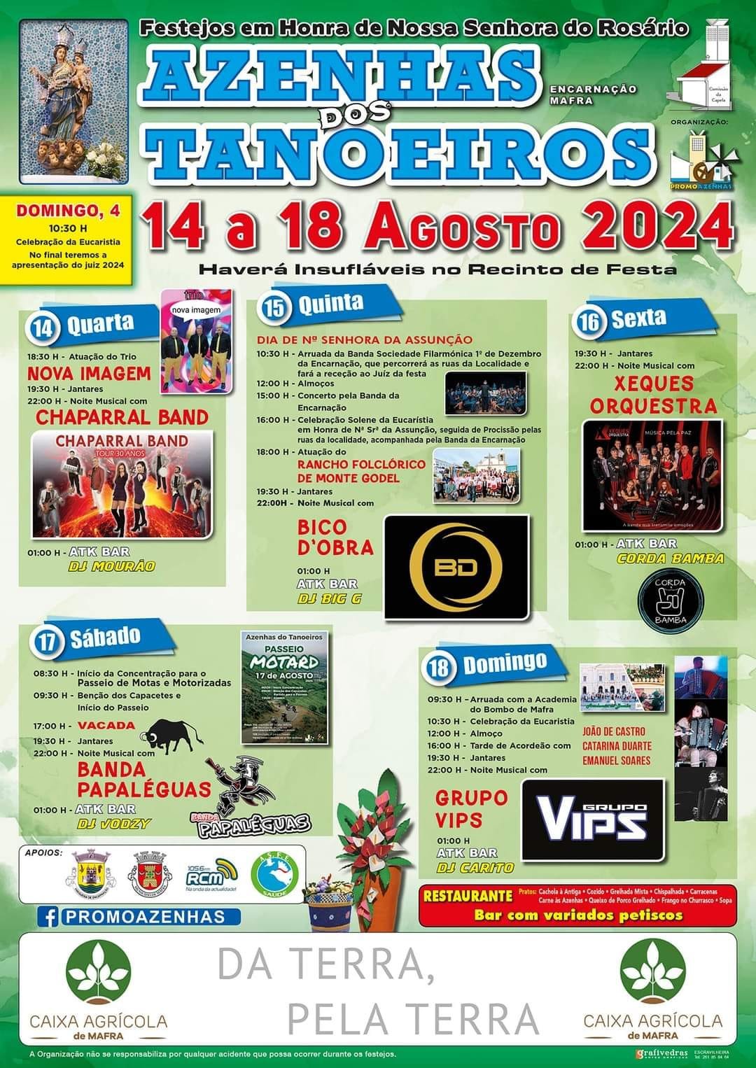 Cartaz Festa em Honra de Nossa Senhora do Rosário 2024 - Azenhas dos Tanoeiros