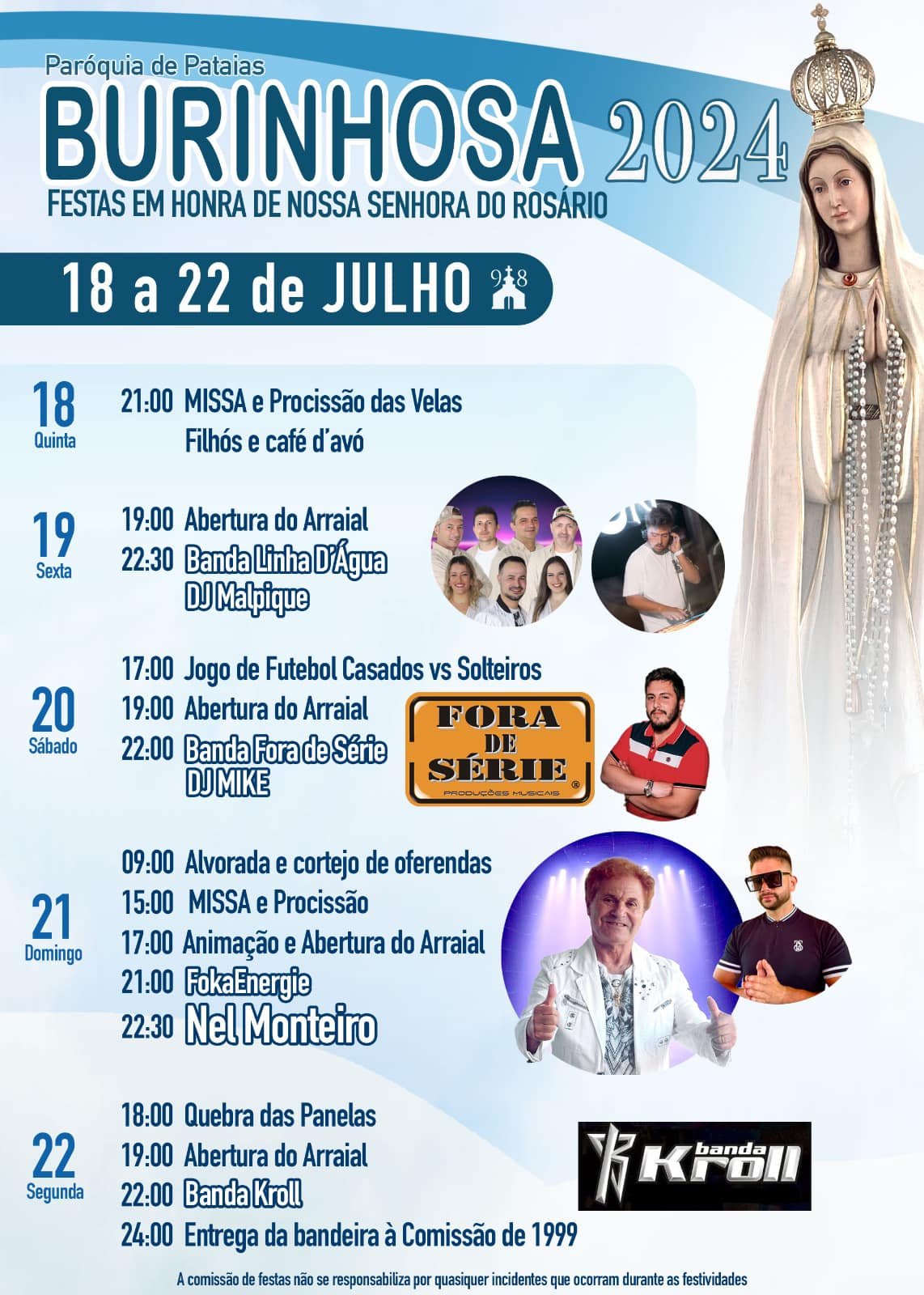 Cartaz Festa em Honra de Nossa Senhora do Rosário 2024 - Burinhosa