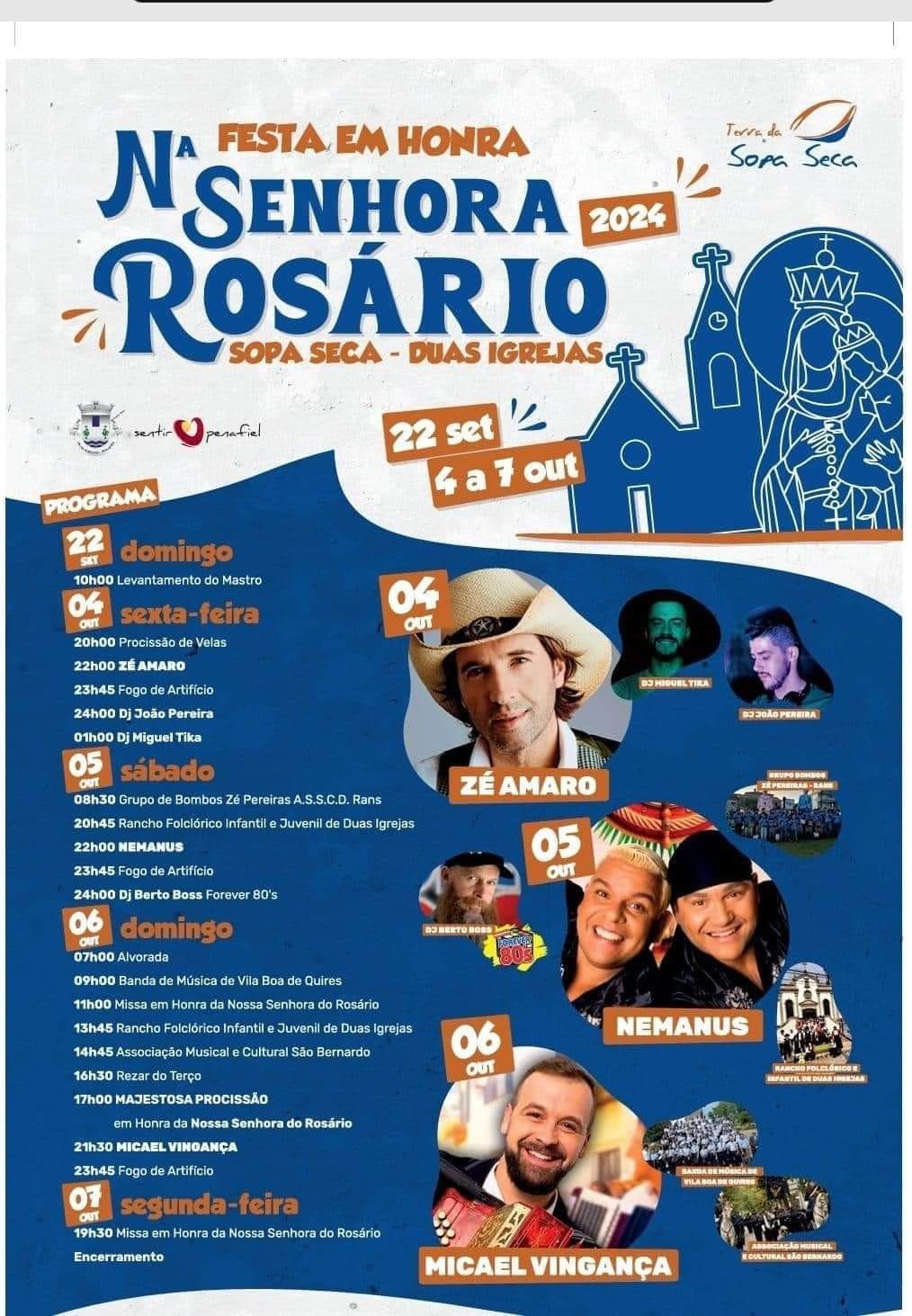 Cartaz Festa em Honra de Nossa Senhora do Rosário 2024 - Duas Igrejas