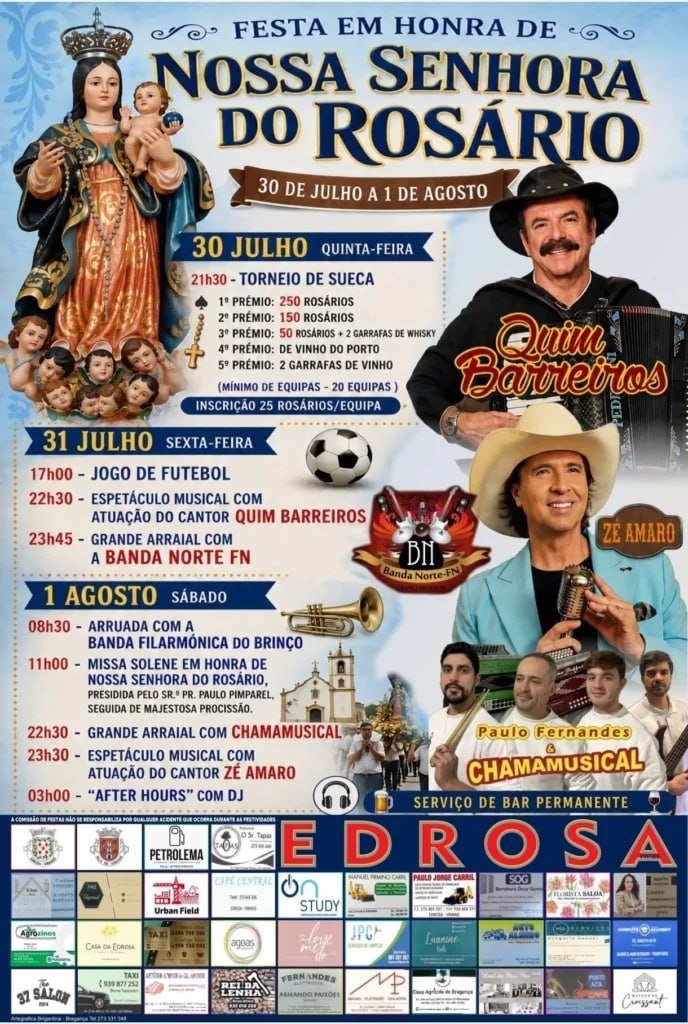 Cartaz Festa em honra de Nossa Senhora do Rosário 2026 - Edrosa