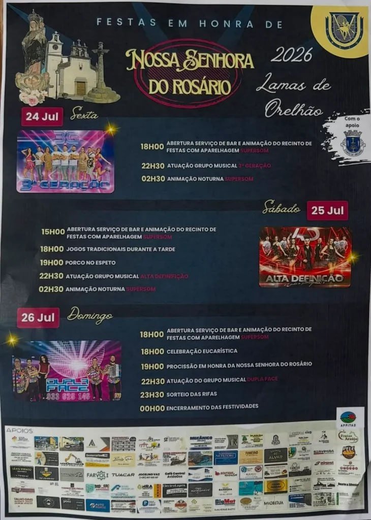 Cartaz Festa em honra de Nossa Senhora do Rosário 2026 - Lamas de Orelhão