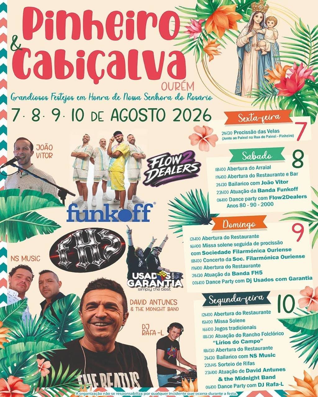 Cartaz Festa em honra de Nossa Senhora do Rosário 2026 - Pinheiro e Cabiçalva