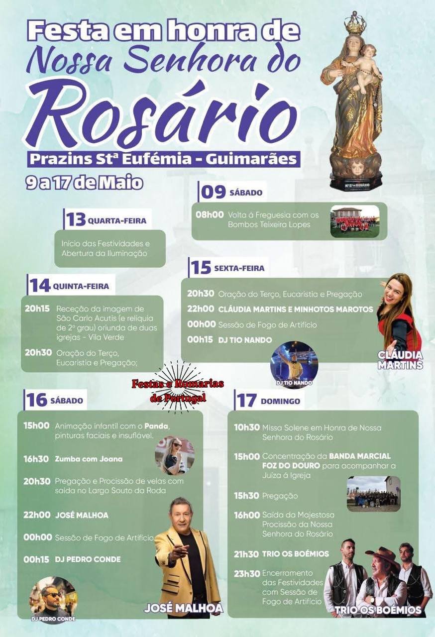 Cartaz Festa em honra de Nossa Senhora do Rosário 2026 - Prazins Sta. Eufémia
