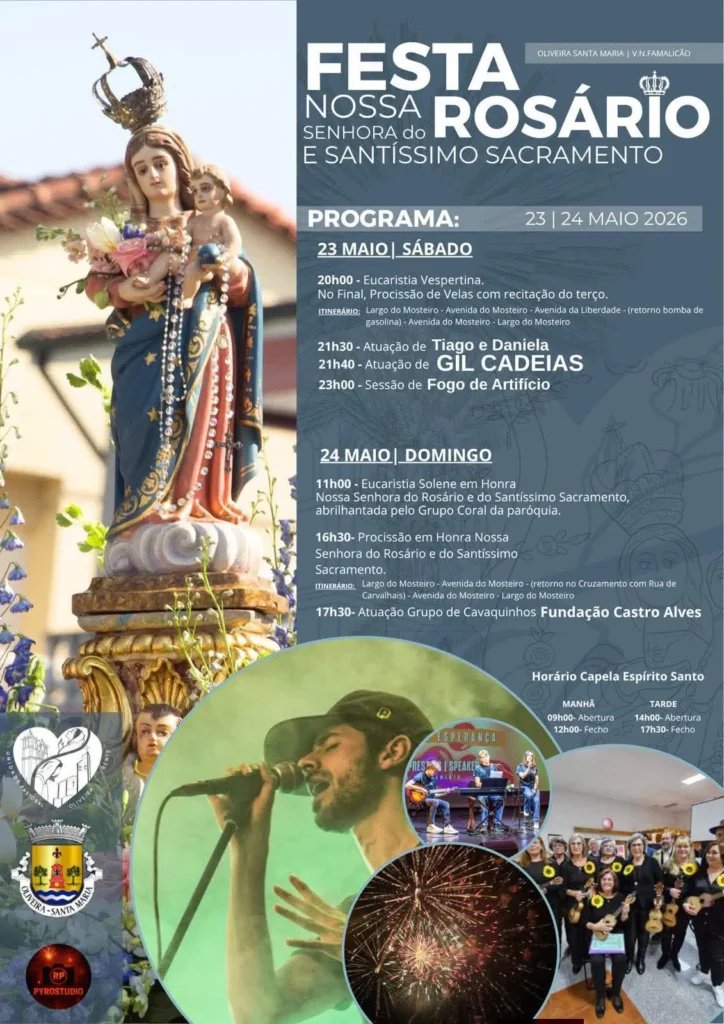 Cartaz Festa em honra de Nossa Senhora do Rosário e Santíssimo Sacramento 2026 - Oliveira Santa Maria