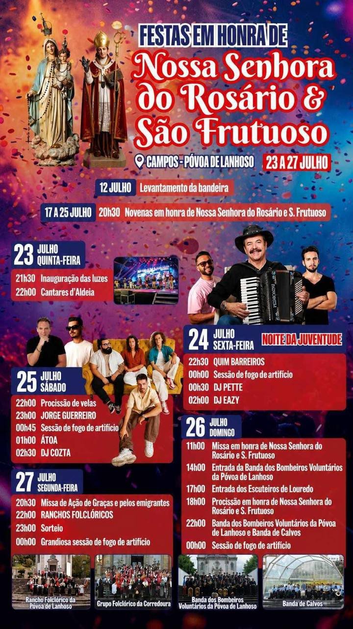 Cartaz Festa em honra de Nossa Senhora do Rosário e São Frutuoso 2026 - Campos