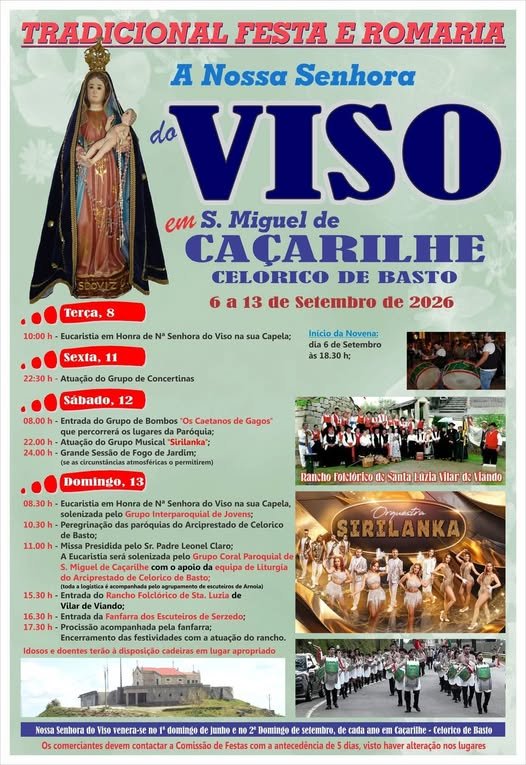 Cartaz Festa em honra de Nossa Senhora do Viso 2026 - Caçarilhe