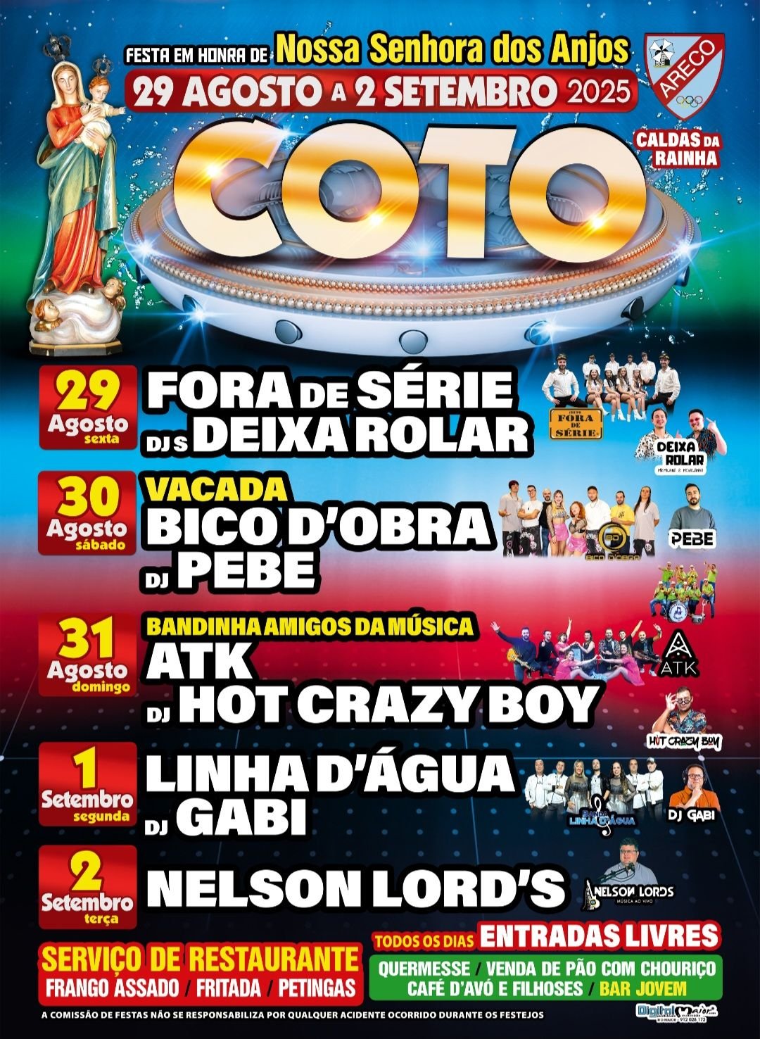 Cartaz Festa em Honra de Nossa Senhora dos Anjos 2025 - Coto