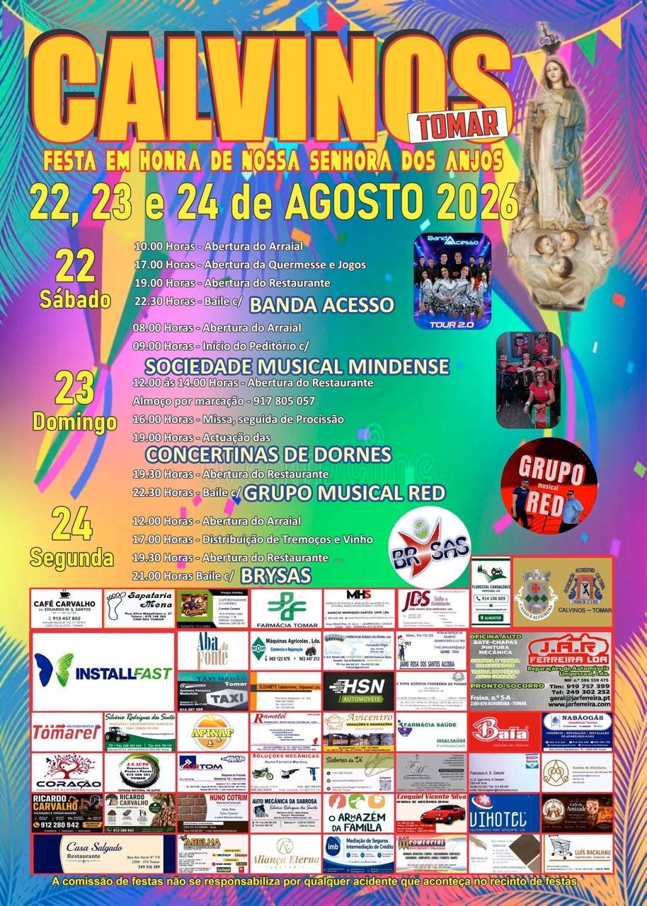 Cartaz Festa em honra de Nossa Senhora dos Anjos 2026 - Calvinos