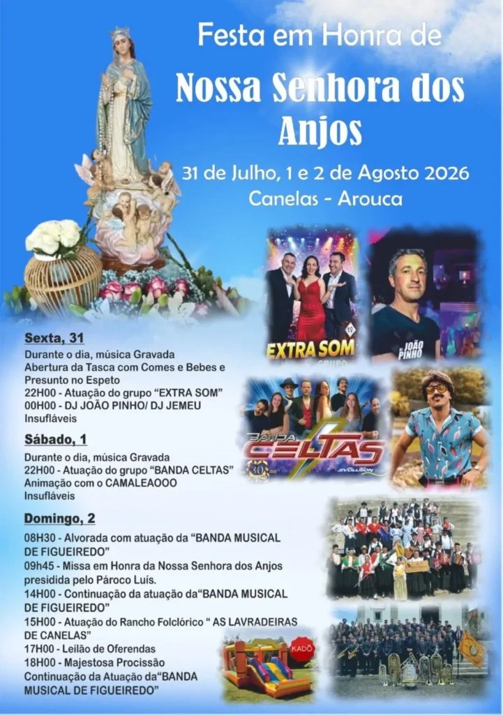 Cartaz Festa em honra de Nossa Senhora dos Anjos 2026 - Canelas