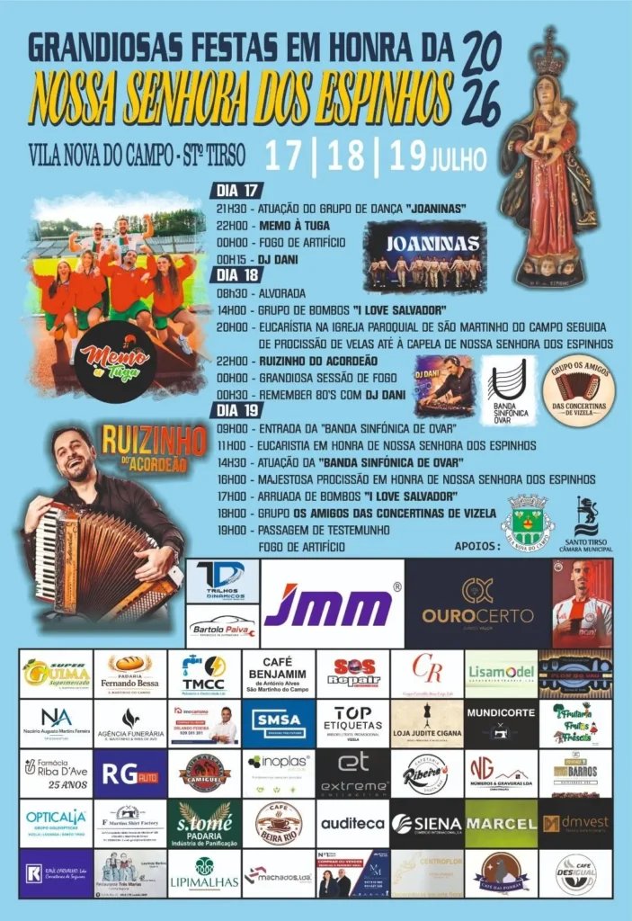 Cartaz Festa em honra de Nossa Senhora dos Espinhos 2026 - Vila Nova do Campo
