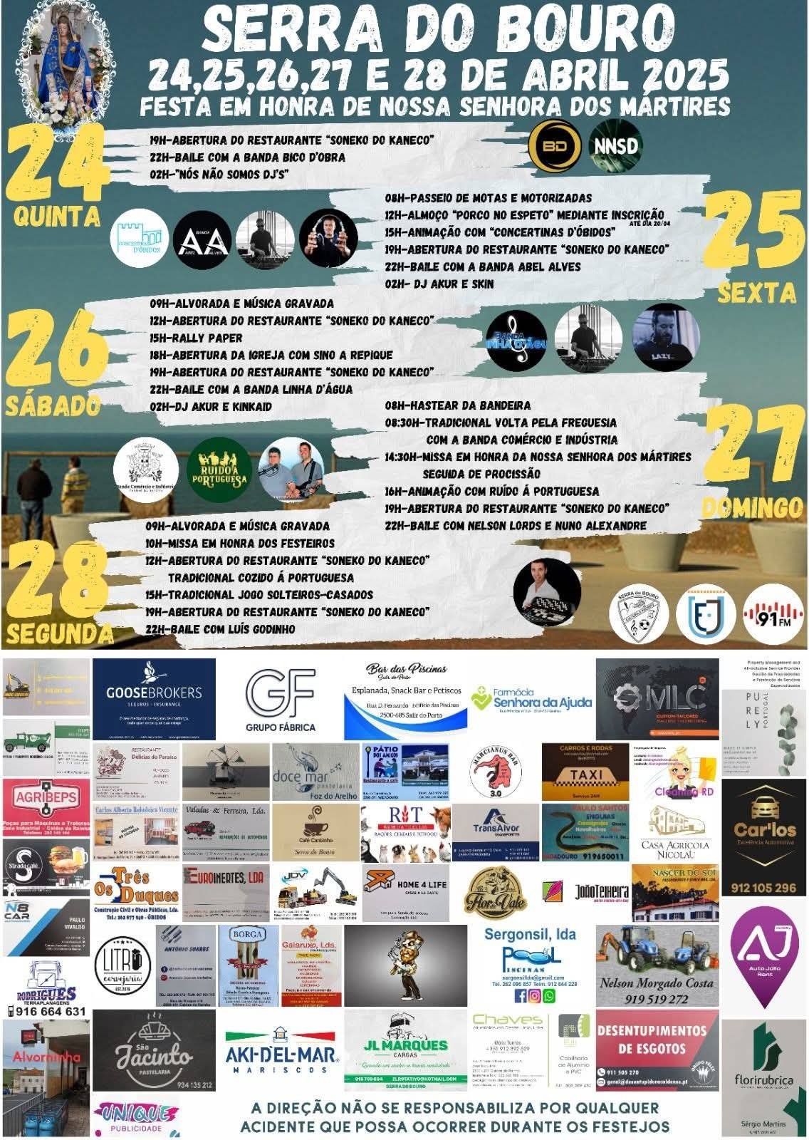 Cartaz Festa em Honra de Nossa Senhora dos Mártires 2025 - Serra do Bouro