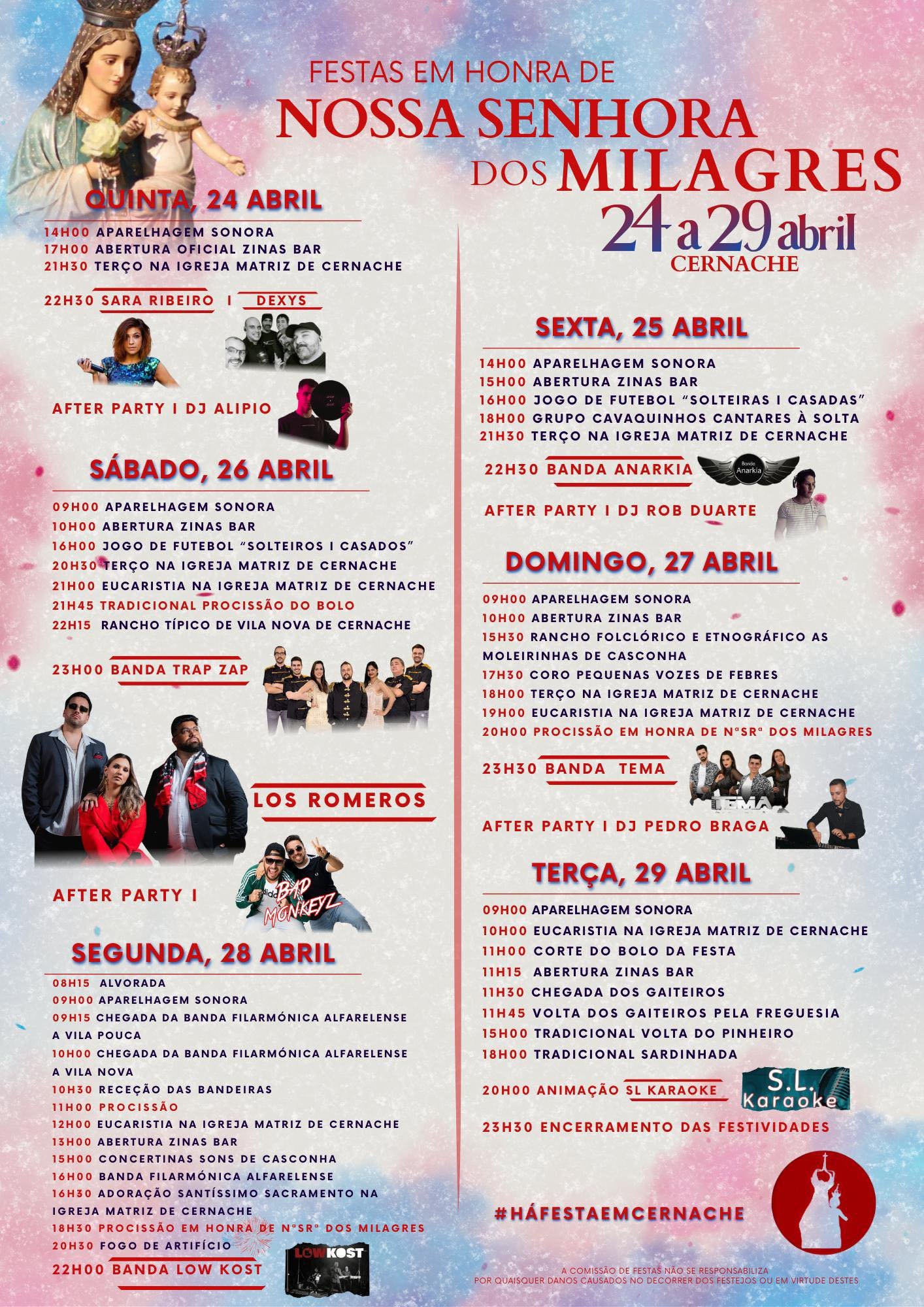 Cartaz Festa em Honra de Nossa Senhora dos Milagres 2025 - Cernache