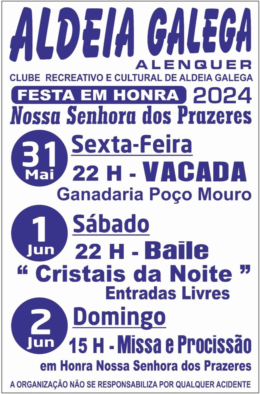 Cartaz Festa em Honra de Nossa Senhora dos Prazeres 2024 - Alenquer
