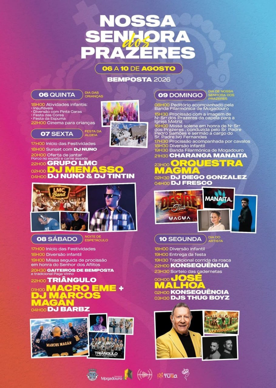 Cartaz Festa em honra de Nossa Senhora dos Prazeres 2026 - Bemposta