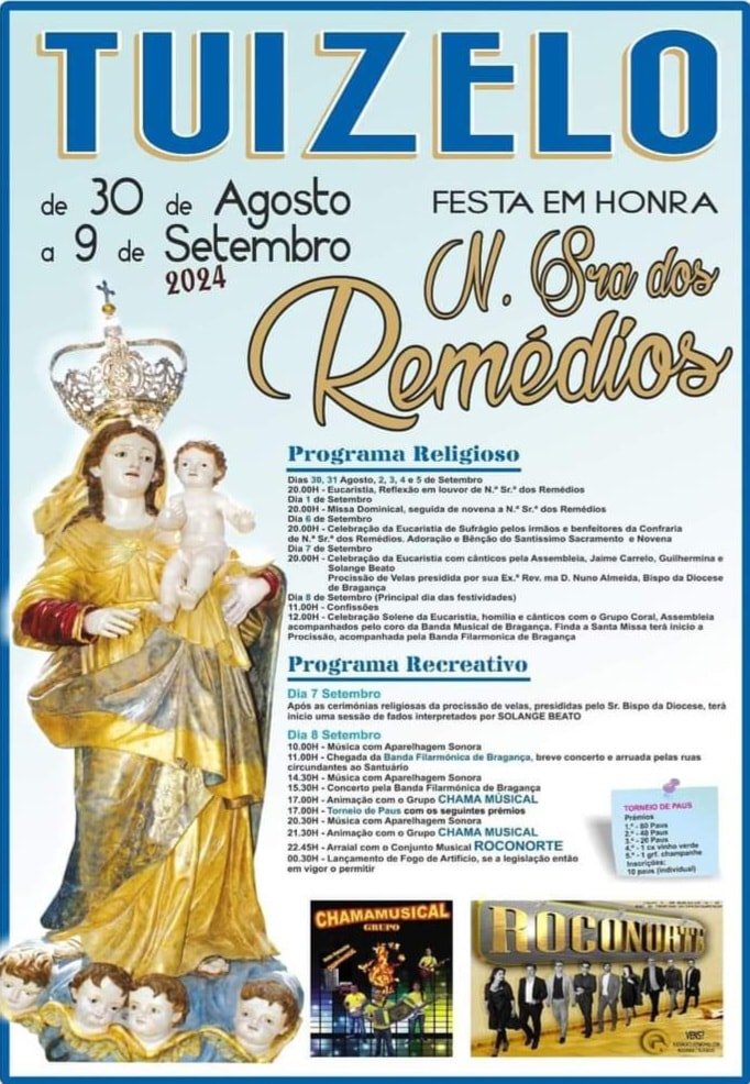Cartaz Festa em Honra de Nossa Senhora dos Remédio 2024 - Tuizelo