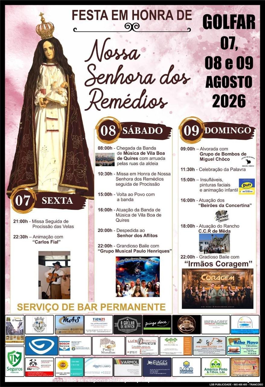 Cartaz Festa em honra de Nossa Senhora dos Remédios 2026 - Golfar