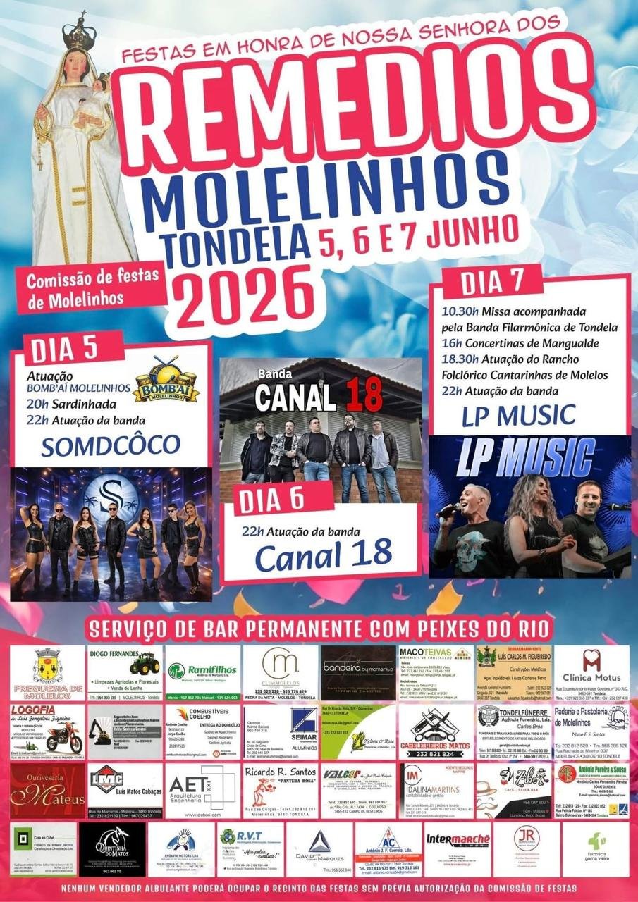 Cartaz Festa em honra de Nossa Senhora dos Remédios 2026 - Molelinhos