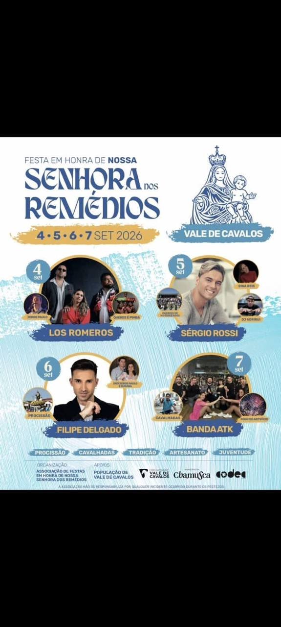 Cartaz Festa em honra de Nossa Senhora dos Remédios 2026 - Vale de Cavalos