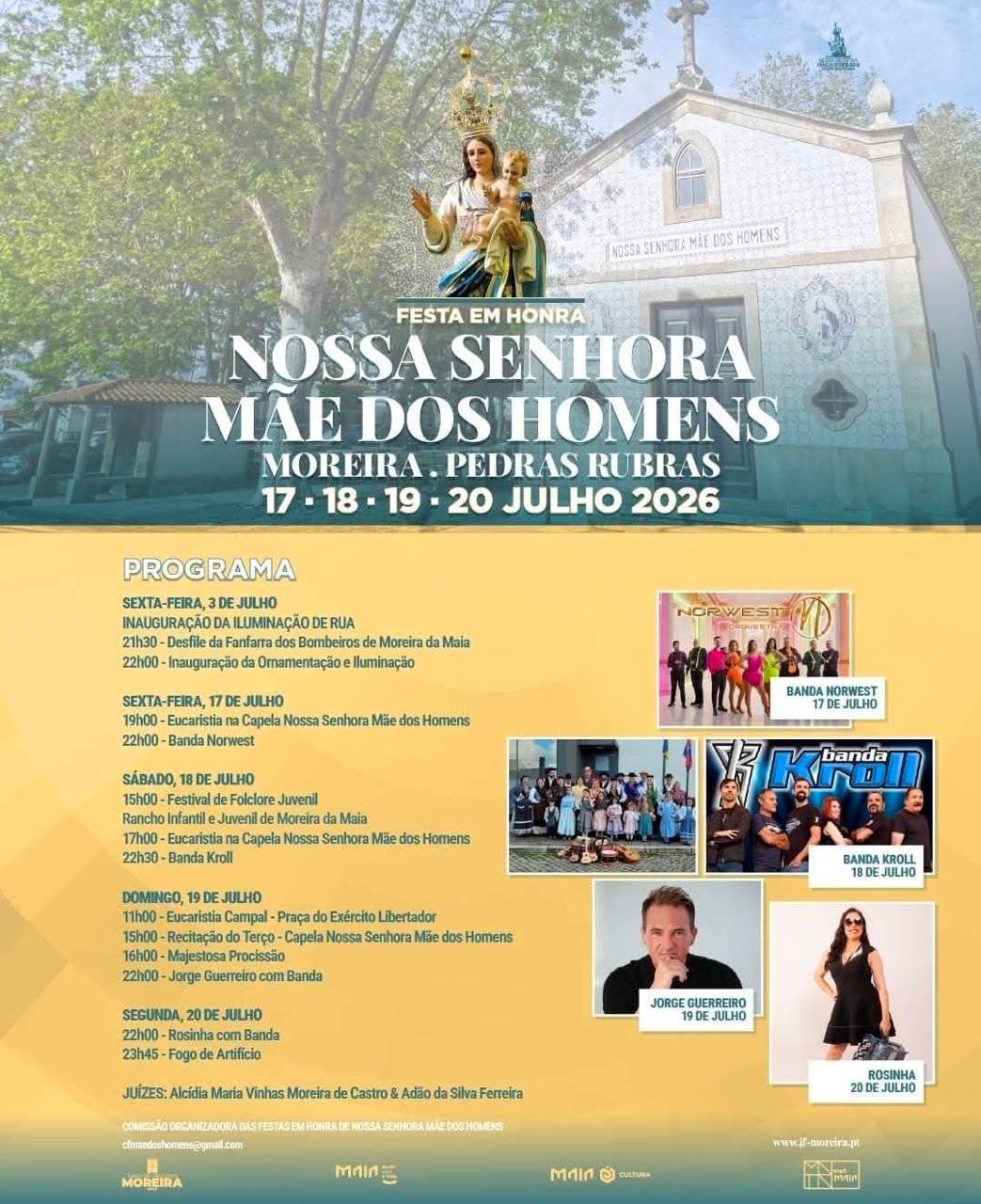 Cartaz Festa em honra de Nossa Senhora Mãe dos Homens 2026 - Moreira
