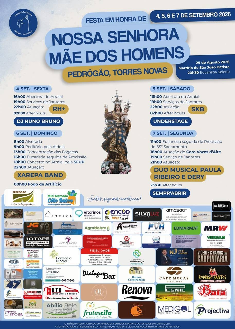 Cartaz Festa em honra de Nossa Senhora Mãe dos Homens 2026 - Pedrógão