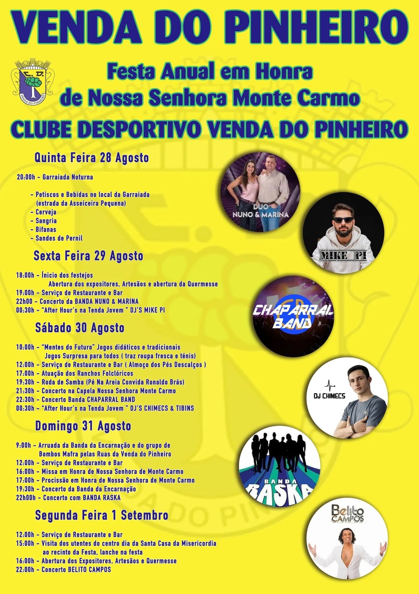 Cartaz Festa em Honra de Nossa Senhora Monte Carmo 2025 - Venda do Pinheiro
