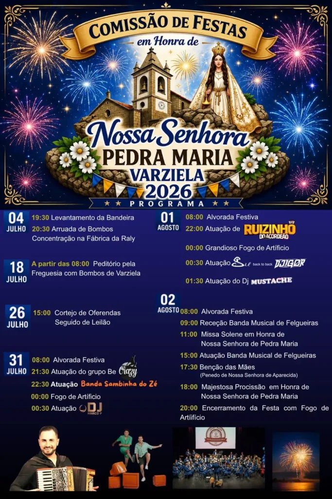 Cartaz Festa em honra de Nossa Senhora Pedra Maria 2026 - Varziela