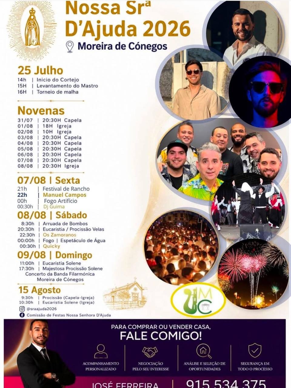 Cartaz Festa em honra de Nossa Srª D'Ajuda 2026 - Moreira de Cónegos