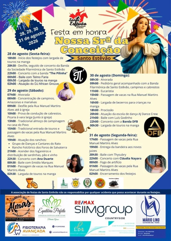 Cartaz Festa em honra de Nossa Srª da Conceição 2026 - Santo Estêvão