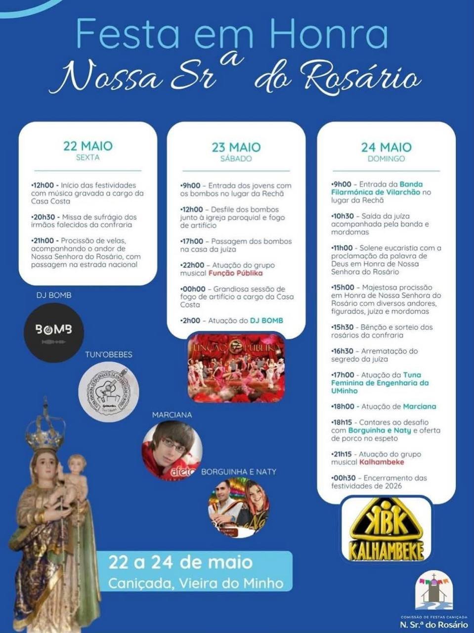 Cartaz Festa em honra de Nossa Srª do Rosário 2026 - Caniçada