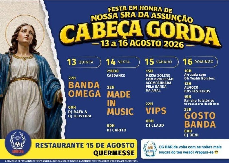 Cartaz Festa em honra de Nossa Sra da Assunção 2026 - Cabeça Gorda