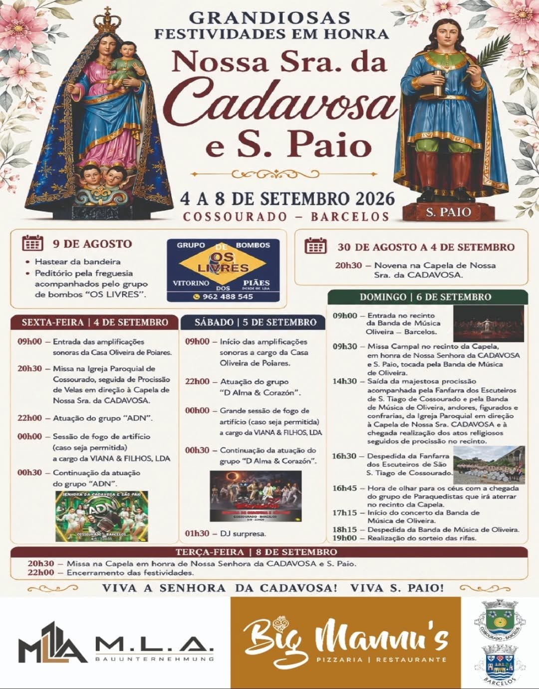 Cartaz Festa em honra de Nossa Sra. da Cadavosa e S. Paio 2026 - Cossourado