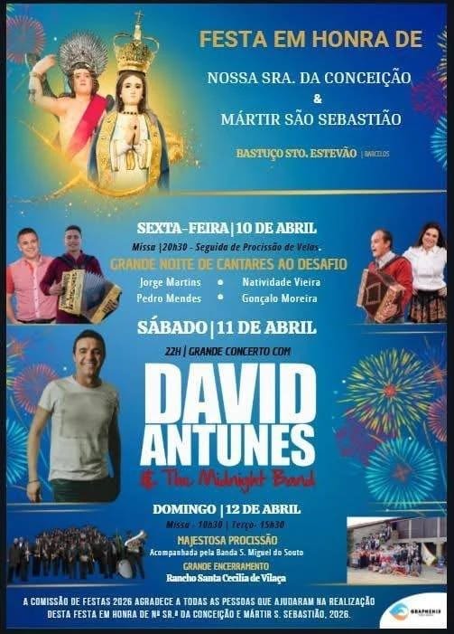 Cartaz Festa em honra de Nossa Sra. da Conceição e Mártir São Sebastião 2026 - Bastuço Sto. Estevão