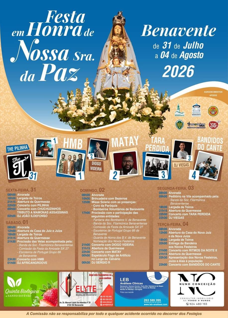 Cartaz Festa em honra de Nossa Sra. da Paz 2026 - Benavente