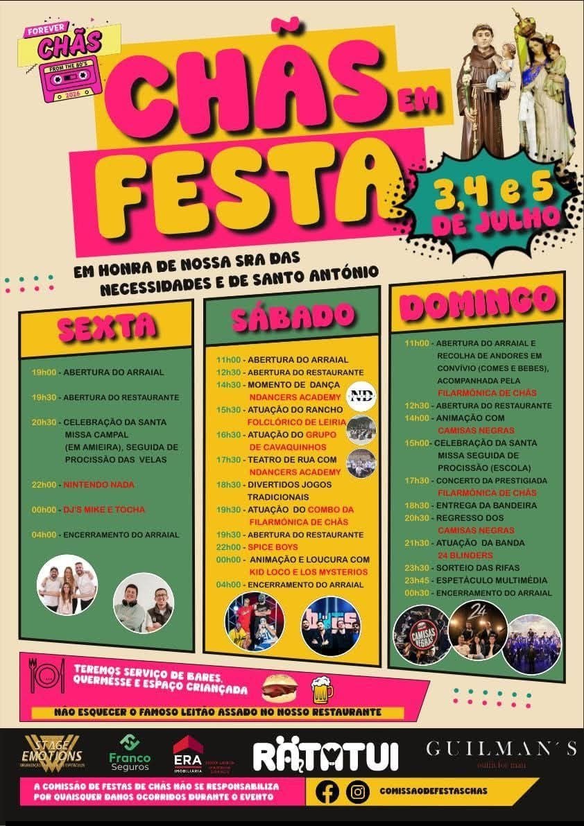 Cartaz Festa em honra de Nossa Sra das Necessidades e de Santo António 2026 - Chãs