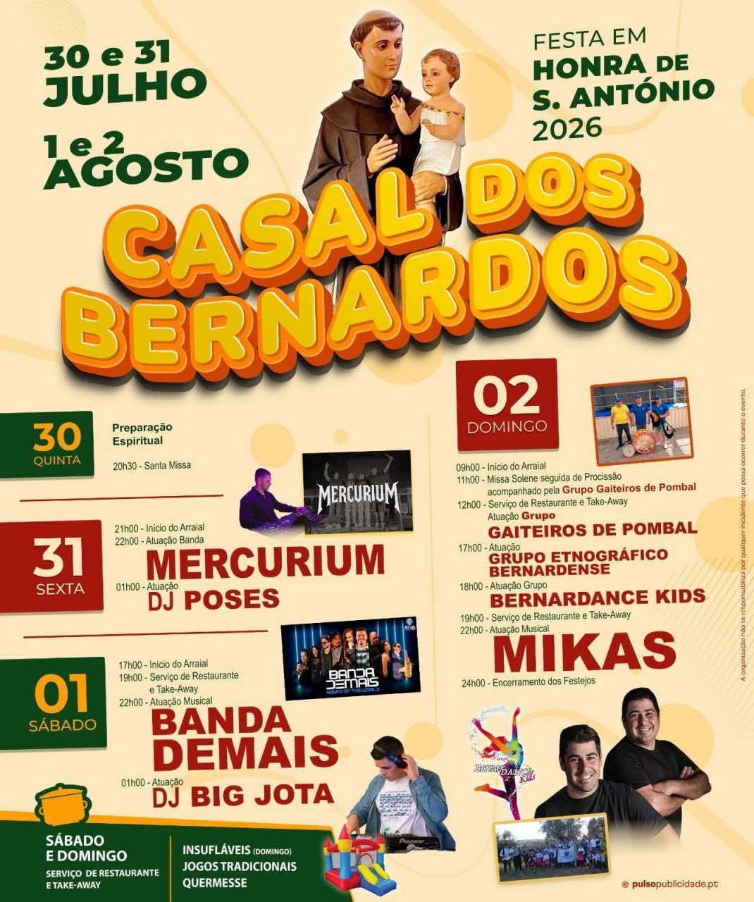 Cartaz Festa em honra de S. António 2026 - Casal dos Bernardos