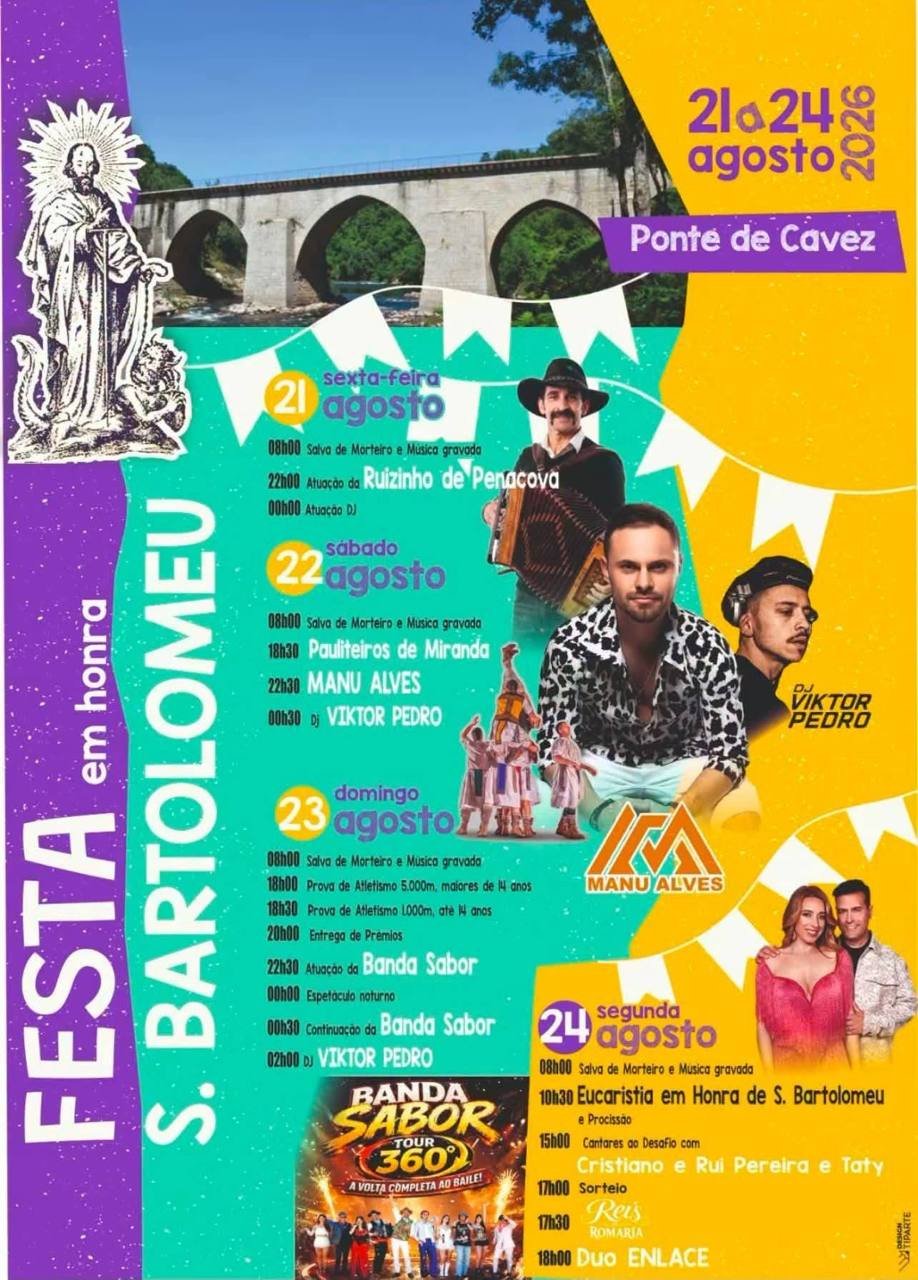 Cartaz Festa em honra de S. Bartolomeu 2026 - Ponte de Cavez
