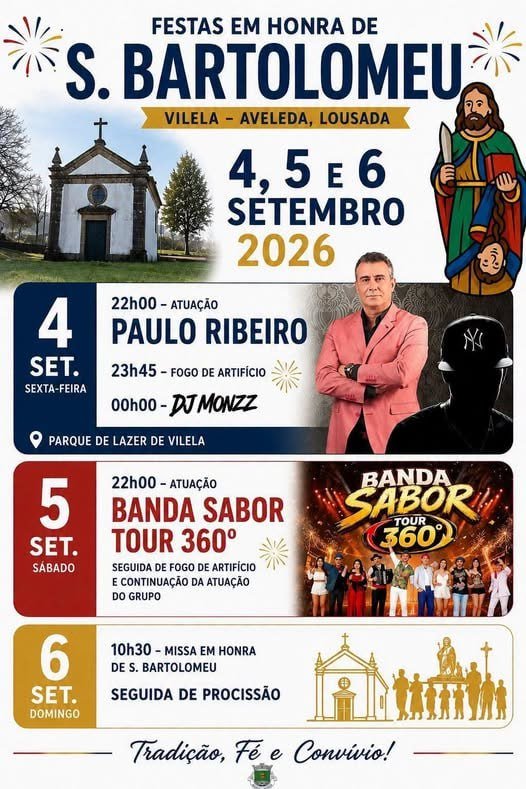 Cartaz Festa em honra de S. Bartolomeu 2026 - Vilela