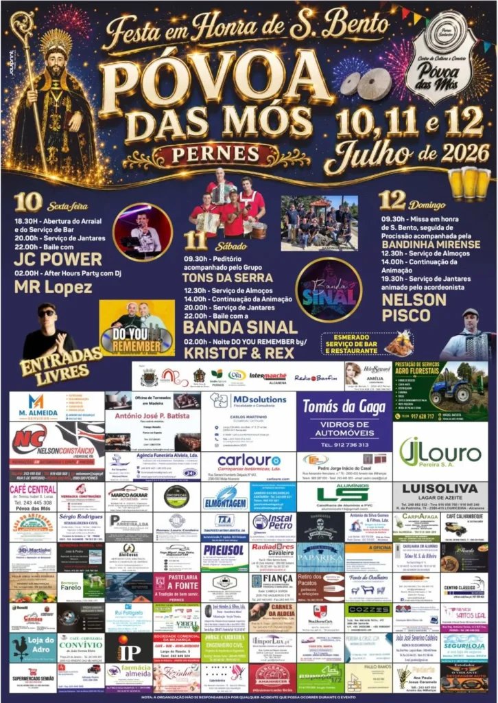 Cartaz Festa em honra de S. Bento 2026 - Póvoa das Mós
