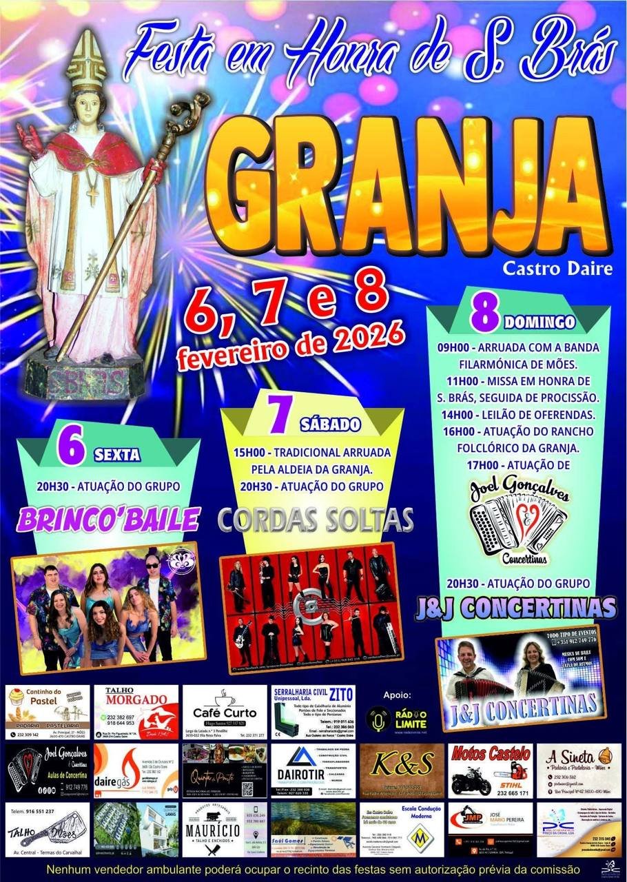 Cartaz Festa em honra de S. Brás 2026 - Granja