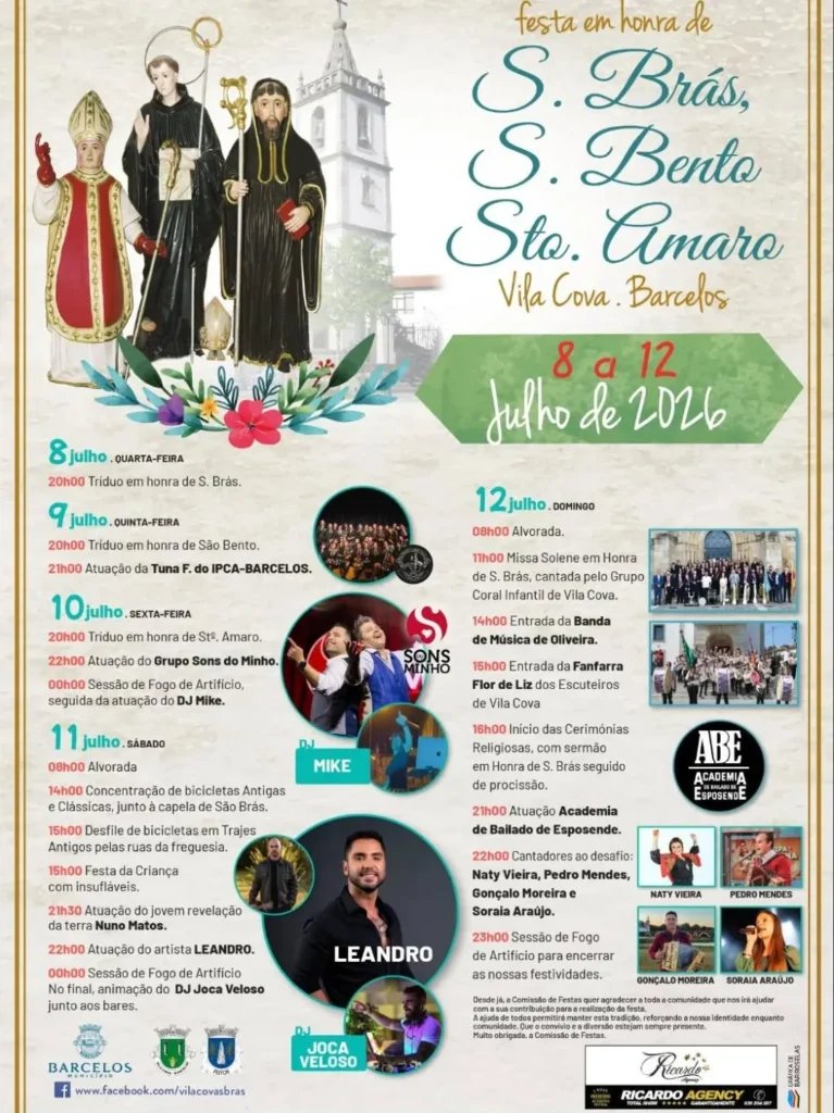 Cartaz Festa em honra de S. Brás, S. Bento, Sto. Amaro 2026 - Vila Cova