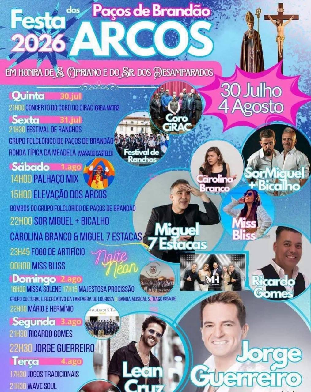 Cartaz Festa em honra de S. Cipriano e do Sr. dos Desamparados 2026 - Arcos