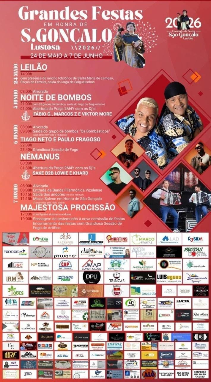 Cartaz Festa em honra de S. Gonçalo 2026 - Lustosa