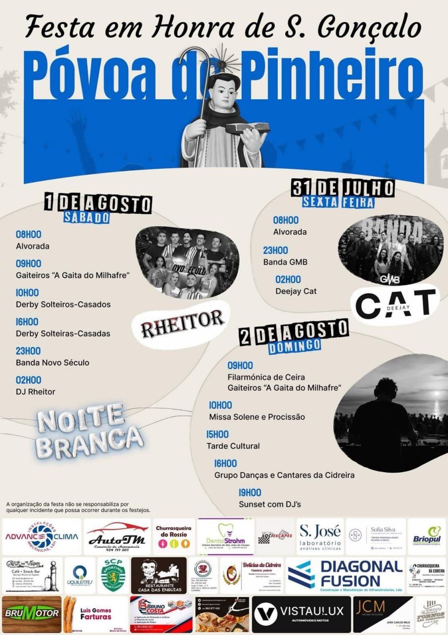 Cartaz Festa em honra de S. Gonçalo 2026 - Póvoa de Pinheiro