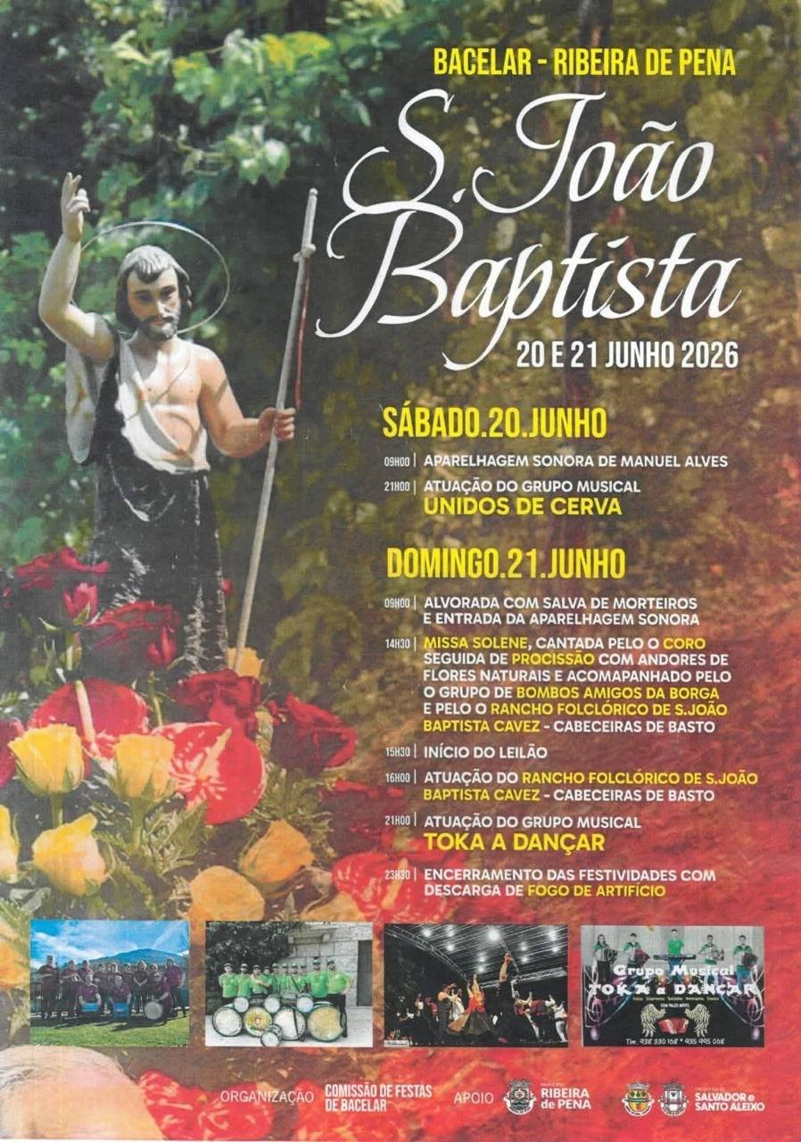 Cartaz Festa em honra de S. João Baptista 2026 - Bacelar