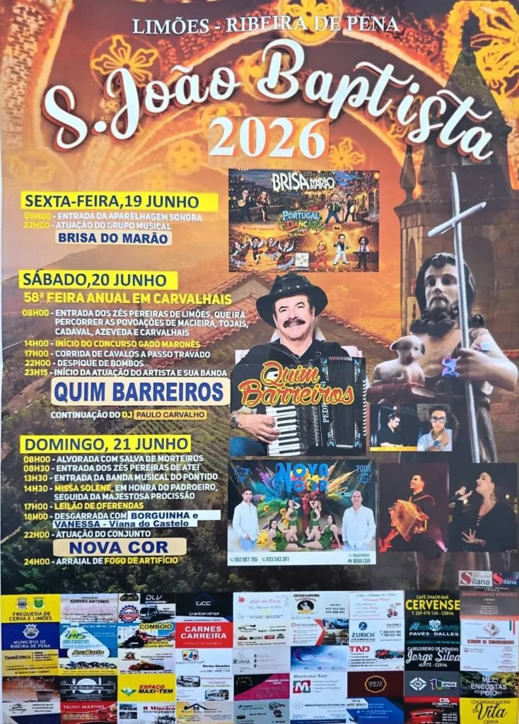 Cartaz Festa em honra de S. João Baptista 2026 - Limões