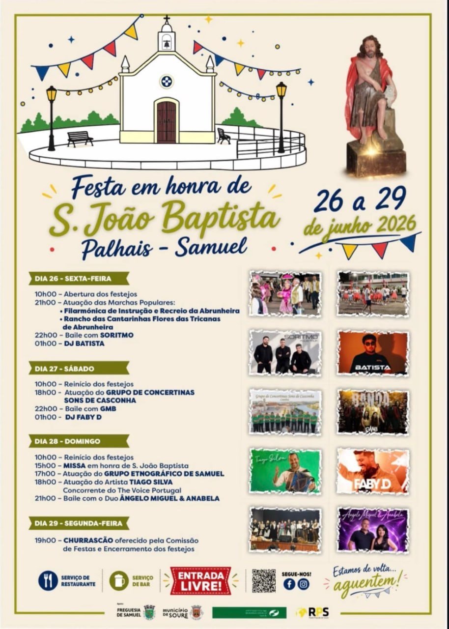 Cartaz Festa em honra de S. João Baptista 2026 - Palhais