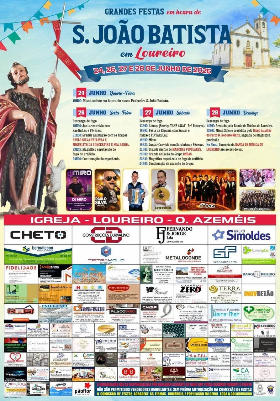 Cartaz Festa em honra de S. João Batista 2026 - Loureiro